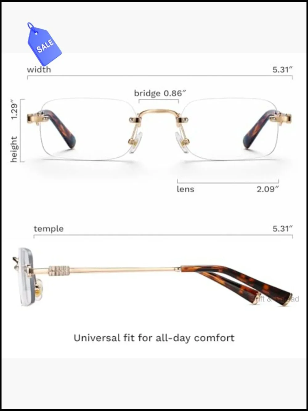 Lightweight Metal Frame Blue Light Blocking Glasses Rectangular